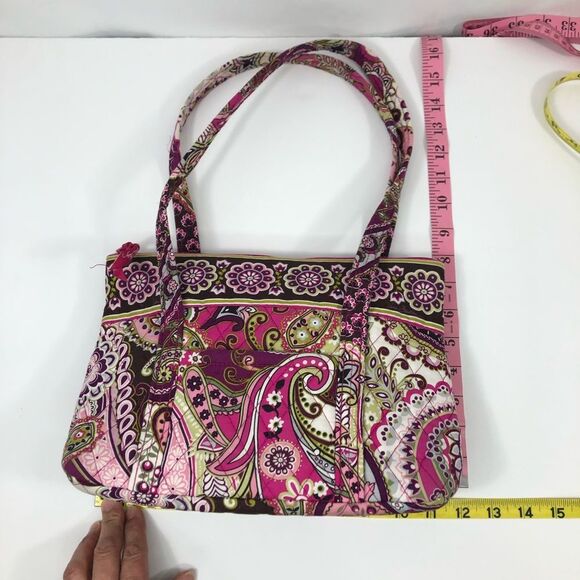 Vera Bradley Pink Paisley Tote Zipper Top Lots of Pockets Inside - Picture 5 of 8